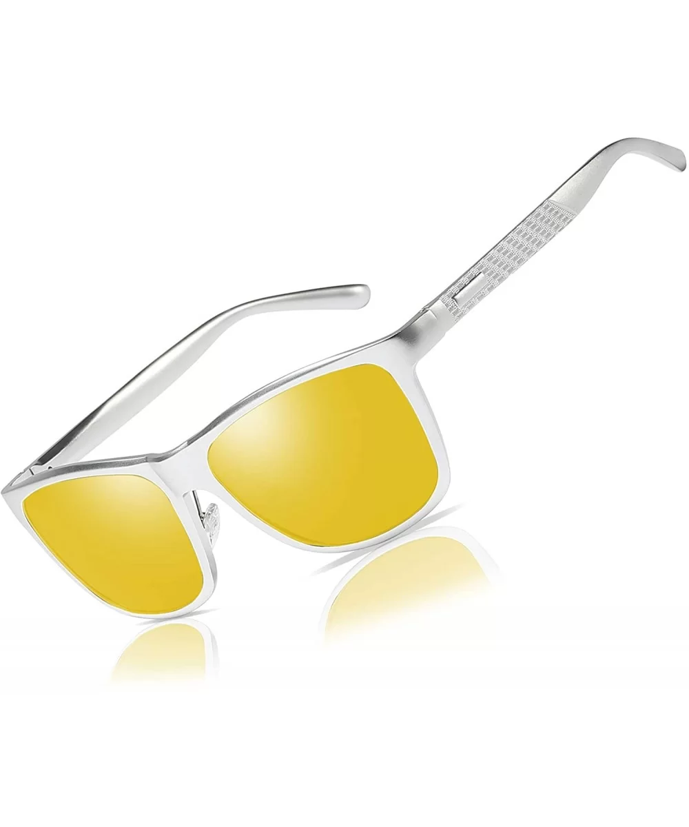 Driving Anti Glare Glasses Safe Polarized - A-silver Frame Nightlens - C618U9MQLHG $36.65 Sport