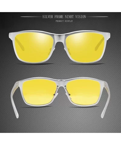 Driving Anti Glare Glasses Safe Polarized - A-silver Frame Nightlens - C618U9MQLHG $36.65 Sport