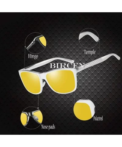 Driving Anti Glare Glasses Safe Polarized - A-silver Frame Nightlens - C618U9MQLHG $36.65 Sport