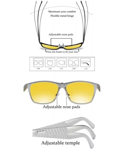 Driving Anti Glare Glasses Safe Polarized - A-silver Frame Nightlens - C618U9MQLHG $36.65 Sport