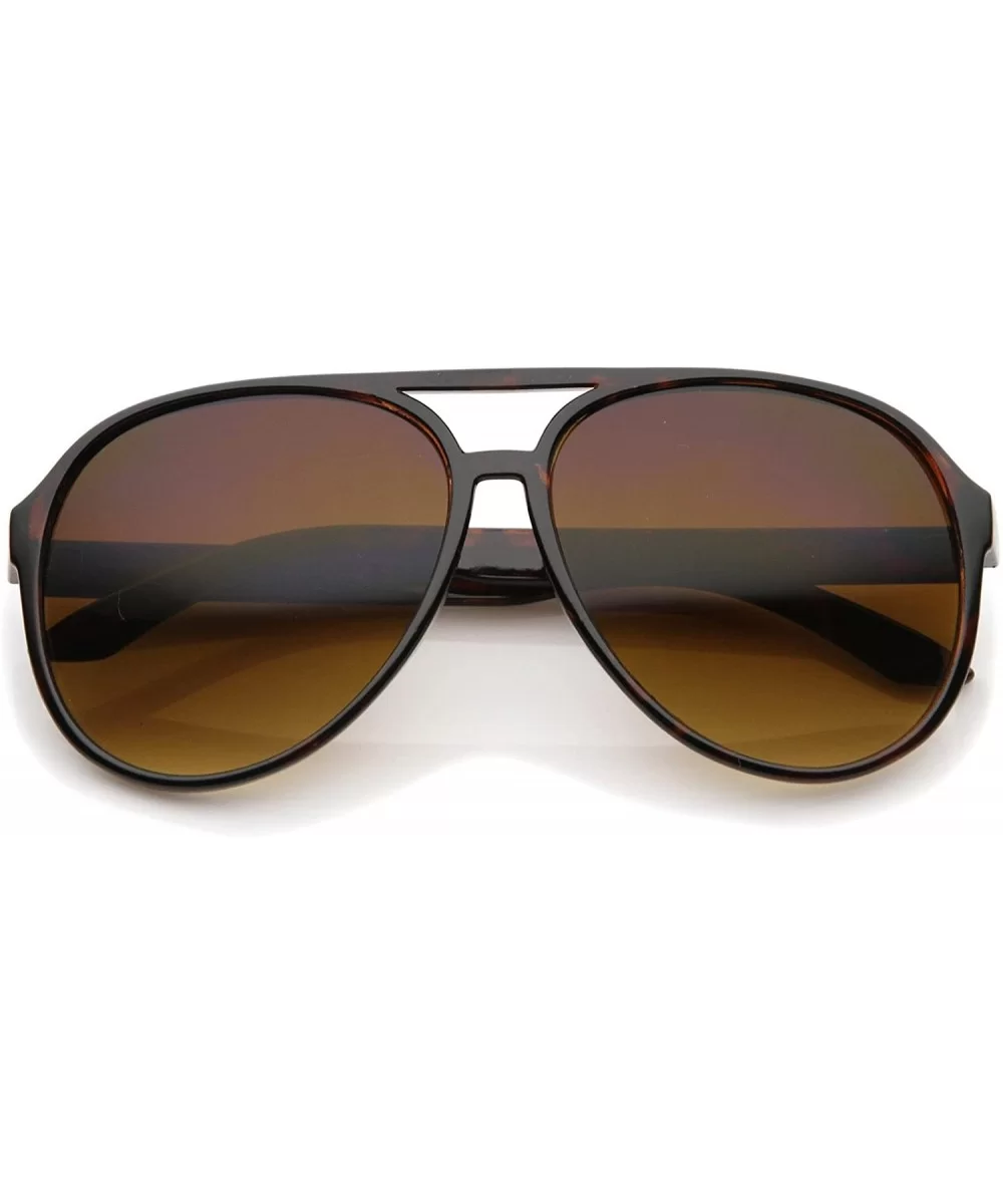 Retro Large Blue Blocking Lens Aviator Sunglasses 60mm - Tortoise / Amber - CK12N36WKWY $13.45 Aviator