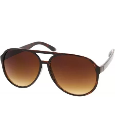 Retro Large Blue Blocking Lens Aviator Sunglasses 60mm - Tortoise / Amber - CK12N36WKWY $13.45 Aviator