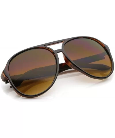 Retro Large Blue Blocking Lens Aviator Sunglasses 60mm - Tortoise / Amber - CK12N36WKWY $13.45 Aviator