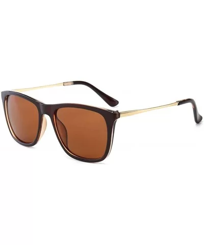 Men Women Fashion Classic Square Frame Anti UV Sunglasses - Tea Frame Tea Lens - C818WTGH90D $13.70 Square