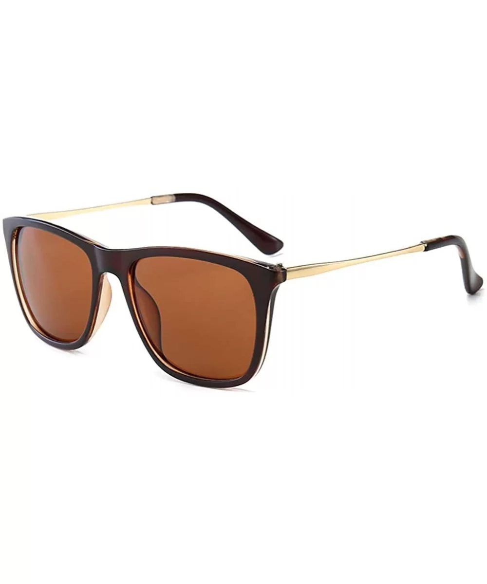 Men Women Fashion Classic Square Frame Anti UV Sunglasses - Tea Frame Tea Lens - C818WTGH90D $13.70 Square