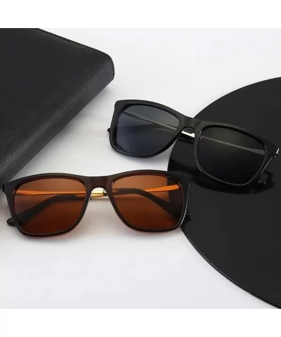 Men Women Fashion Classic Square Frame Anti UV Sunglasses - Tea Frame Tea Lens - C818WTGH90D $13.70 Square