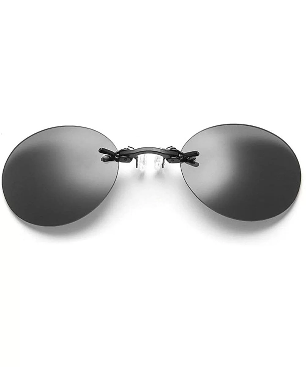 Fashion Round Small Frame Brand Designer clip on the nose Sunglasses Men Sun glasses UV400 - Black - CL18S4RI49R $17.34 Round