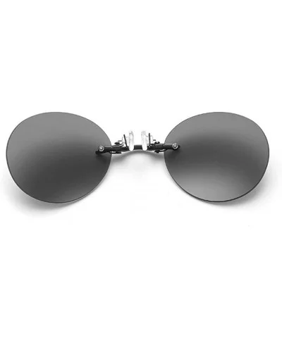 Fashion Round Small Frame Brand Designer clip on the nose Sunglasses Men Sun glasses UV400 - Black - CL18S4RI49R $17.34 Round