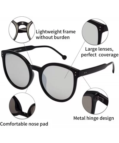 Fashion Polarized Oversized Cat Eye Sunglasses for Women - Silver - CR18I5I9YO5 $20.28 Oversized