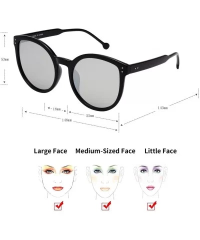 Fashion Polarized Oversized Cat Eye Sunglasses for Women - Silver - CR18I5I9YO5 $20.28 Oversized