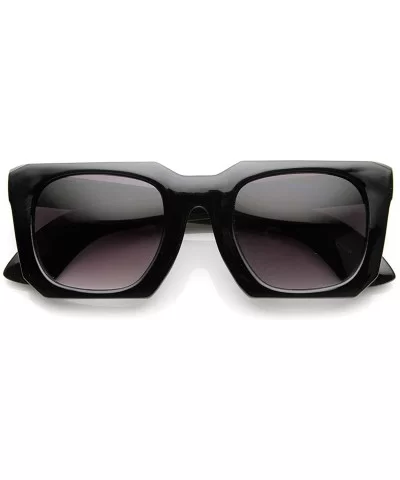 Bold Square Angled Frame Mod Horn Rimmed Sunglasses (Black) - C111G3AD1KX $12.49 Square