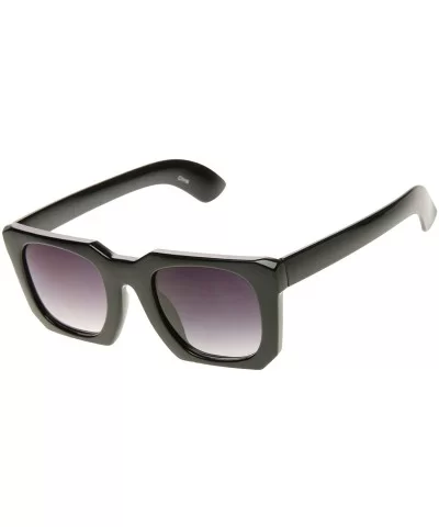 Bold Square Angled Frame Mod Horn Rimmed Sunglasses (Black) - C111G3AD1KX $12.49 Square