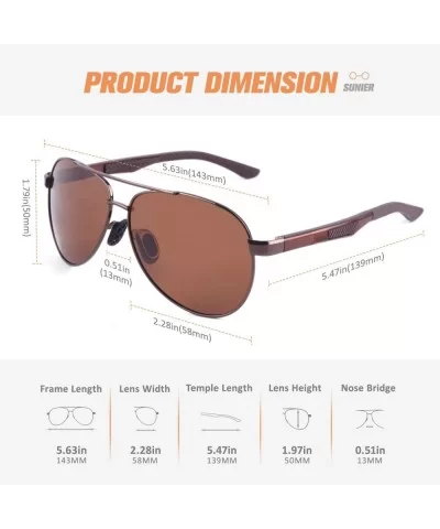 Pilot Polarized Sunglasses for Men Lightweight Al-Mg Sports UV400 S704 - Brown Frame/Brown Lens - C418XQ45T3M $24.10 Aviator