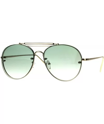 Round Aviator Sunglasses Unisex Trendy Rims Behind Lens Shades UV 400 - Gold (Green) - C01893437S9 $13.34 Round