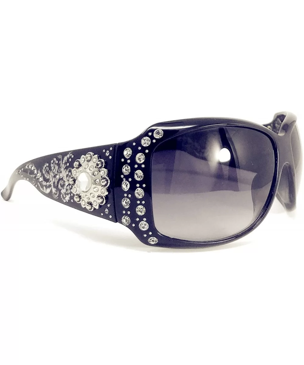 Women's Sunglasses With Bling Rhinestone UV 400 PC Lens in Multi Concho - Metal Large Sunflower - CA18WRE87Z8 $36.42 Rectangular