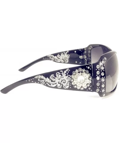 Women's Sunglasses With Bling Rhinestone UV 400 PC Lens in Multi Concho - Metal Large Sunflower - CA18WRE87Z8 $36.42 Rectangular