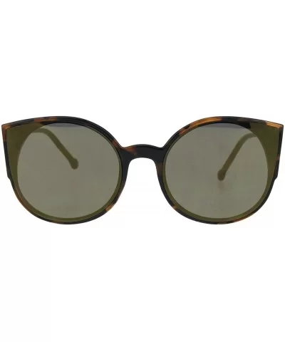 Womens Color Mirror Mod Round Circle Lens Retro Cat Eye Plastic Sunglasses - Tortoise Gold Mirror - CU18HR9SWSS $14.52 Cat Eye