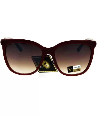 Womens Art Nouveau Deco Metal Engraving Jewel Arm Horned Sunglasses - Burgundy Brown Smoke - CC12OC1EAP9 $14.10 Rectangular