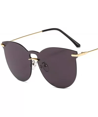 Women Oversized Rimless Sunglasses Gradient Sun Glasses Travel UV400 - C1gold Gray - CI1902URX54 $17.68 Rimless