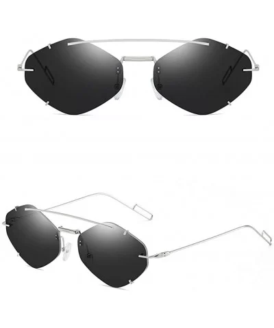 Women's Flat Lens Mirrored Metal Frame Glasses Cat Eye Sunglasses New Unisex Classic - Black - CR1905AWK4X $12.97 Square