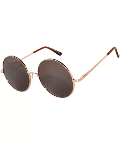 Round Retro Vintage Circle Style Sunglasses Colored Metal Frame (Brown) - CB12MOOV7F3 $12.61 Round