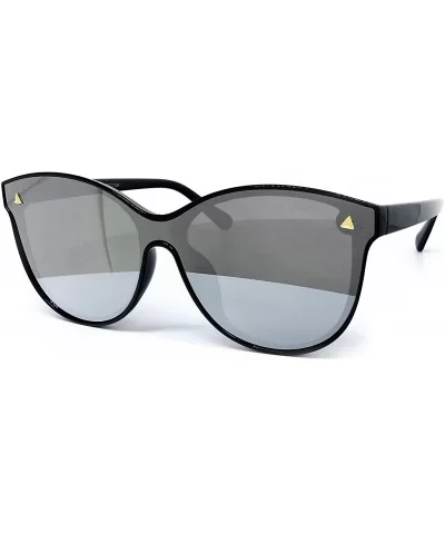 7123-1 Oversize Wraparound Semi-Rimless Shield Lens Sunglasses - Silver - CN18QGSSLKK $20.51 Rimless