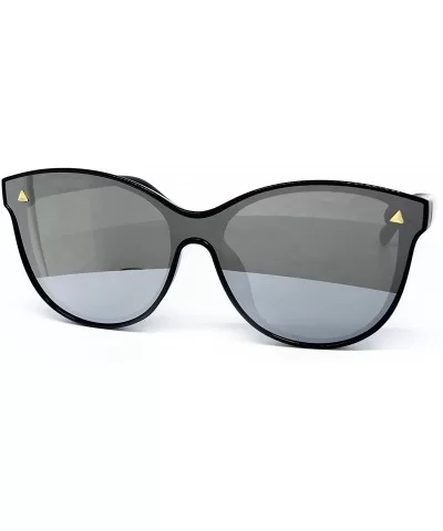 7123-1 Oversize Wraparound Semi-Rimless Shield Lens Sunglasses - Silver - CN18QGSSLKK $20.51 Rimless