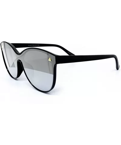 7123-1 Oversize Wraparound Semi-Rimless Shield Lens Sunglasses - Silver - CN18QGSSLKK $20.51 Rimless