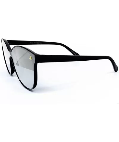 7123-1 Oversize Wraparound Semi-Rimless Shield Lens Sunglasses - Silver - CN18QGSSLKK $20.51 Rimless