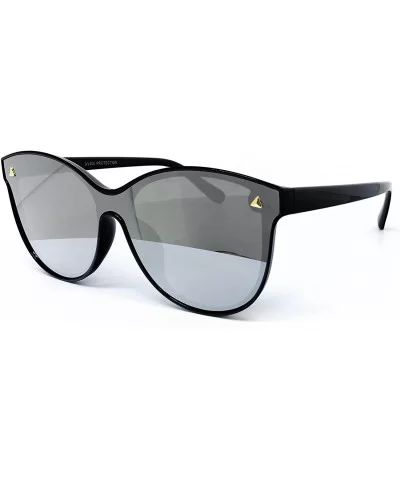 7123-1 Oversize Wraparound Semi-Rimless Shield Lens Sunglasses - Silver - CN18QGSSLKK $20.51 Rimless