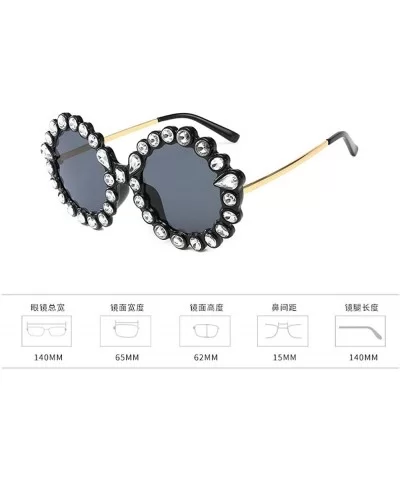 Oversize Sunglasses Fashion Crystal Glasses - Red - CL18QIRTUYD $18.23 Round