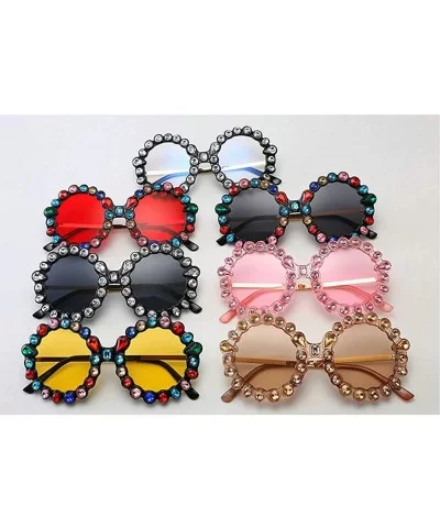 Oversize Sunglasses Fashion Crystal Glasses - Red - CL18QIRTUYD $18.23 Round