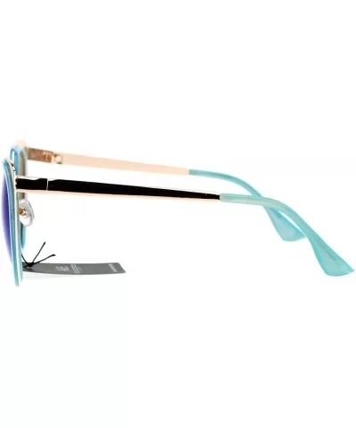 Mirrored Mirror Lens Double Rim Metal Cat Eye Sunglasses - Gold Blue - C212IGSR9K3 $17.09 Cat Eye