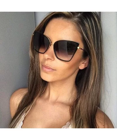 Metal Frame Cat Eye Women Sunglasses Female Sunglasses Famous Brand Blue - Tea - C118XE003CZ $12.38 Aviator