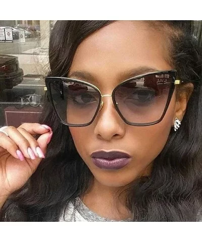 Metal Frame Cat Eye Women Sunglasses Female Sunglasses Famous Brand Blue - Tea - C118XE003CZ $12.38 Aviator