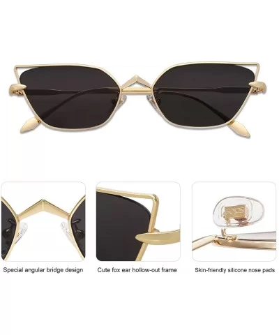 Small Cateye Sunglasses Fox Idea Designer Sunnies FIRE SJ1127 - C1 Gold Frame/Grey Lens - CG193XX8GA0 $21.83 Cat Eye