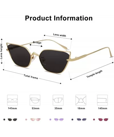 Small Cateye Sunglasses Fox Idea Designer Sunnies FIRE SJ1127 - C1 Gold Frame/Grey Lens - CG193XX8GA0 $21.83 Cat Eye