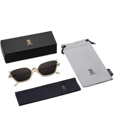 Small Cateye Sunglasses Fox Idea Designer Sunnies FIRE SJ1127 - C1 Gold Frame/Grey Lens - CG193XX8GA0 $21.83 Cat Eye