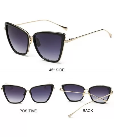 Metal Frame Cat Eye Women Sunglasses Female Sunglasses Famous Brand Blue - Tea - C118XE003CZ $12.38 Aviator