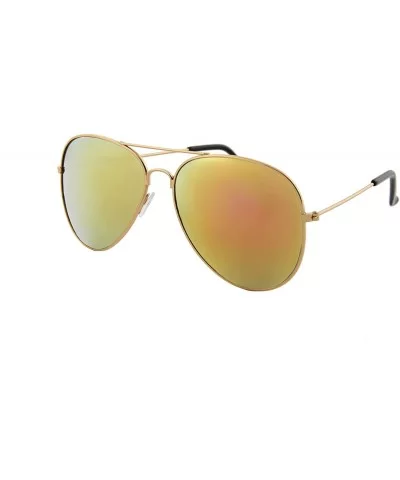 Unisex Sunglasses Classic Double Bridge Pink Mirrored Lens AVIATOR - Gold Metal Frame/ Mirrored Pink-gold Lens - CJ18I6XKMOK ...