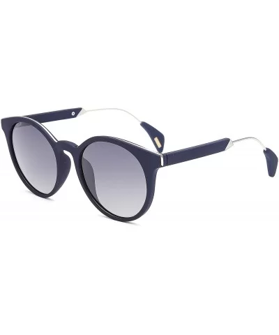 Polarized Retro Classic Trendy Stylish Sunglasses for Men Women - Round Navy Frame/Grey Gradient Lens / 205g - C218RRQ0863 $1...