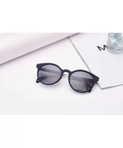 Polarized Retro Classic Trendy Stylish Sunglasses for Men Women - Round Navy Frame/Grey Gradient Lens / 205g - C218RRQ0863 $1...