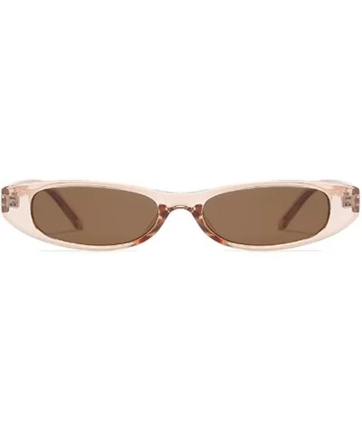 Vintage Small Sunglasses Fashion Narrow Oval Frame eyewea for neutral - Brown - C718DTLGT8Z $13.24 Goggle