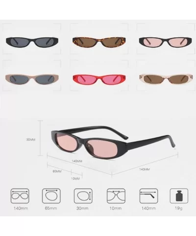 Vintage Small Sunglasses Fashion Narrow Oval Frame eyewea for neutral - Brown - C718DTLGT8Z $13.24 Goggle