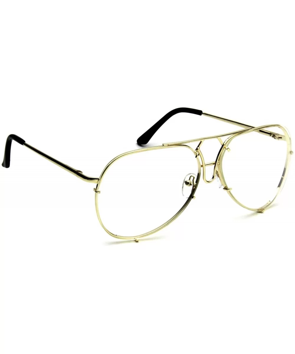 Aviator Oversized Large Clear Lens Twirl Eyeglasses Metal Women Men Sunglasses - Medium Gold + Clear Lens - CN18EN8L9W9 $18.4...