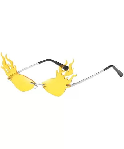 Unisex Vintage Fire Flame Sunglasses Rimess Sunglasses Novelty Sunglasses Clout Goggle Shades - Yellow - CY1966TR5Y9 $14.54 G...