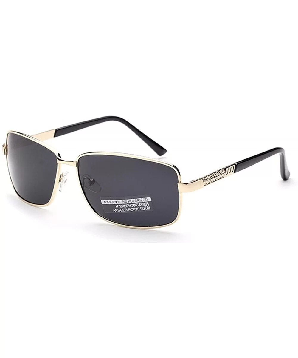 2034 cool HD Polarized Anti-glare Rectangle Sunglasses - Gold - C812IUWF12X $18.70 Rectangular