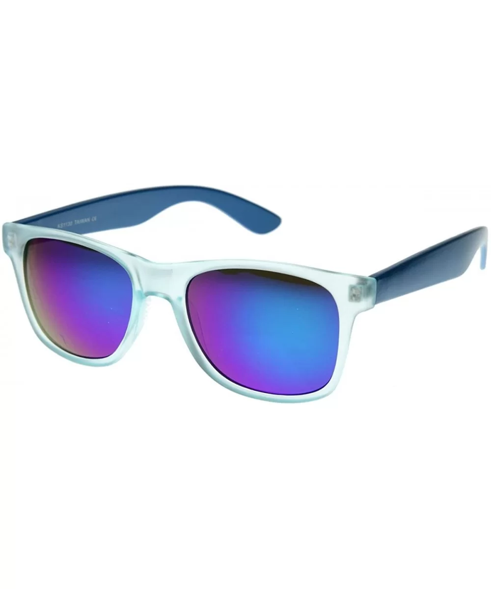 Retro Eyewear Super Flat Top Horn Rimmed Style Clear Lens Glasses - Blue - CS116T5E94Z $13.94 Wayfarer