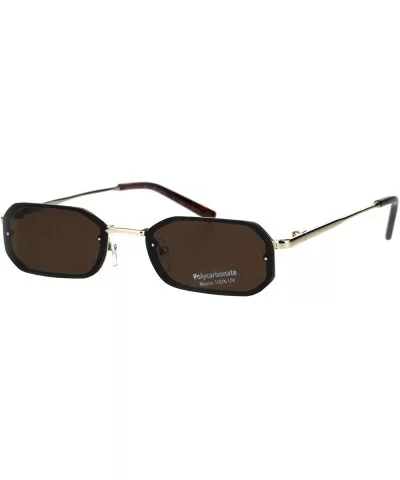 Small Rectangular Frame Sunglasses Womens Skinny Fashion Narrow Shades UV400 - Gold (Brown) - CZ18SAI7C78 $12.06 Rectangular