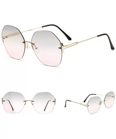 Fashion Frameless Polygonal Round Sunglasses Women Retro Glasses Female Diamond Cutting Edges Sunglasses - CY192AZY42E $17.56...